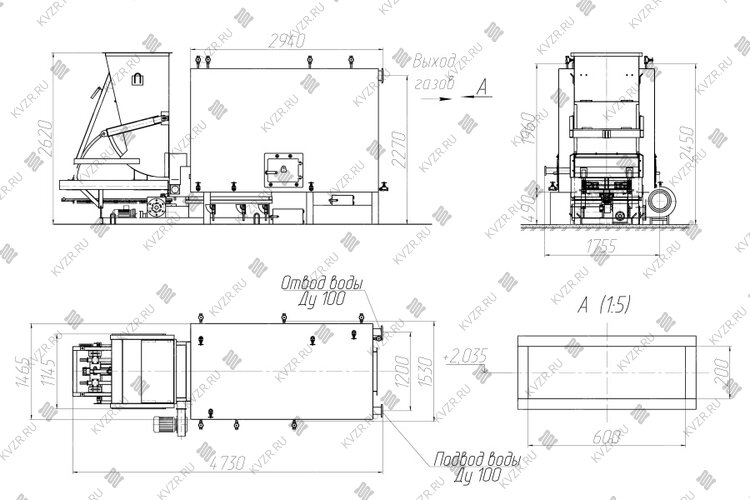 Котел КВм 1.1 с ТШПМ чертеж